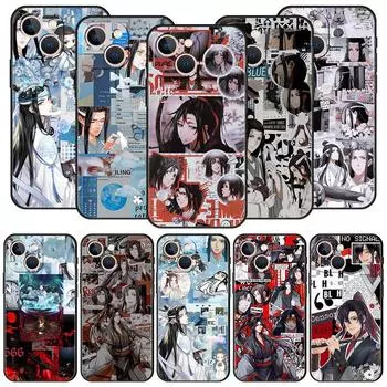 Мягкий чехол для телефона MDZS Anime Mo Dao Zu Shi для iPhone 11 12 13 15 14 Pro Max X XR XS 7 8 Plus SE 2020, роскошный черный чехол Funda iPhone XR