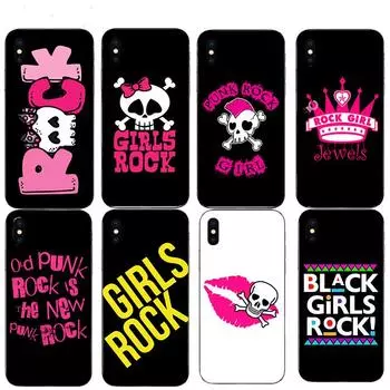 Мягкий чехол для телефона PUNK GIRLS ROCK для iPhone SE2020 X XR 11 pro max XS Уникальный чехол 7 8 6s 6 plus 5 5S ЧЕРНЫЙ чехол из ТПУ Coque Funda iPhone SE2020