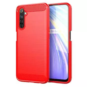 Мягкий чехол для телефона Realme 6 6s из углеродного волокна TPU, прочная противоударная задняя крышка для Real me 6 6S realme6, силиконовый чехол Realme 6 чёрный