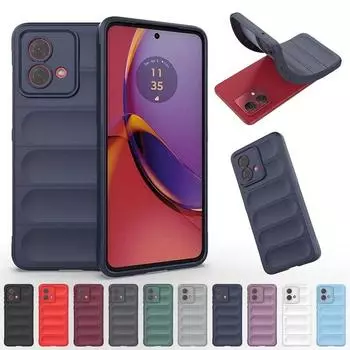 Мягкий чехол для телефона с 3D волшебным щитом для MOTO G32 G62 G73 G54 G84 EDGE 40, неоматовый силиконовый чехол в полоску с защитой от падения, задняя крышка MOTO G32