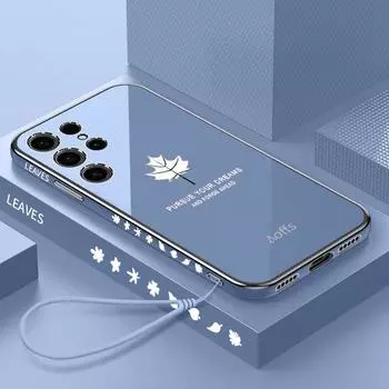 Мягкий чехол для телефона с гальваническим покрытием из кленового листа для Samsung S23 Ultra S20 S21 S22 S23 Plus S20 FE S21 FE Note 20 Ultra, силиконовый защитный чехол для объектива S10+ белый