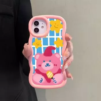 Мягкий чехол для телефона с изображением розового медведя для Samsung Galaxy A52 A73 A12 A11 S24 Ultra 5G S23 S22 S21 S20 FE Wave Edge, противоударный защитный резиновый чехол Samsung A11 белый