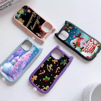 Мягкий чехол для телефона с кошачьими ушками для iPhone 16 15 14 13 12 11 Pro Max Plus TPU Anti-Drop Прозрачная акриловая задняя крышка NY30 Merry Christmas Christmas tree art for iPhone XR