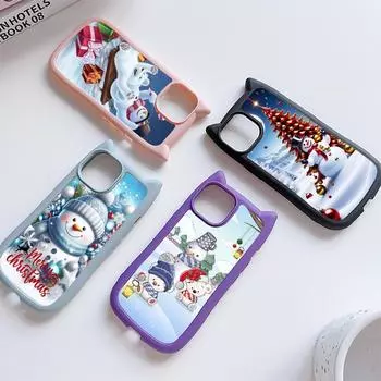 Мягкий чехол для телефона с кошачьими ушками для iPhone 16 15 14 13 12 11 Pro Max, устойчивый к падениям, прозрачный акриловый чехол NY35, новогодний рождественский Санта-Клаус for iPhone XR