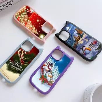 Мягкий чехол для телефона с кошачьими ушками для iPhone 16 15 14 13 12 11 Pro Max, устойчивый к падениям, прозрачный акриловый чехол NY34 Nejavascript:w Год Рождество Рождественская елка for iPhone XR