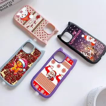 Мягкий чехол для телефона с кошачьими ушками для iPhone 16 15 14 13 12 11 Pro Max Plus XR TPU Anti-Drop Прозрачная акриловая задняя крышка NY29 Merry Christmas Christmas tree for iPhone XR