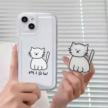 Мягкий чехол для телефона с милым 3D котом в Корейском стиле для iPhone 13 11 12 14 15 Pro Max 7 8 14 15 Plus XR XS X SE, силиконовая прозрачная задняя крышка 6 Plus 6S Plus