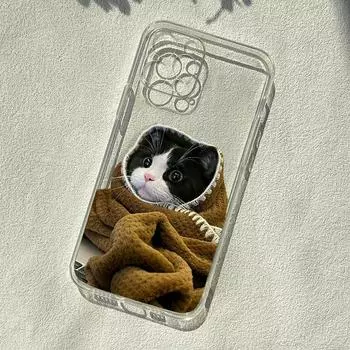 Мягкий чехол для телефона с милым котом и собакой для Iphone 11 14 Pro Max 13 Mini 12, силиконовая задняя крышка для Iphone Xr Xs Max X 7 8 Plus Se2020 6s 6 iphone 6s 6