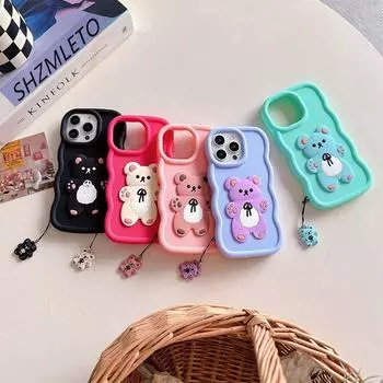 Мягкий чехол для телефона с милым медвежонком и веревкой для Realme C33 C21 C67 C55 Realme 8 9 10 11 Realme12 Pro Plus Lite 5G 4G U1 P1 Pro Cover Realme 8 4G синий