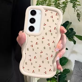 Мягкий чехол для телефона с милым вишневым узором для Samsung Galaxy A52 A73 A12 A11 S24 Ultra 5G S23 S22 S21 S20 FE Wave Edge, противоударный защитный резиновый чехол Samsung A04 синий