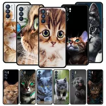 Мягкий чехол для телефона с милыми кошками и героями мультфильмов для Oppo Find X5 A54 A53 A52 A9 2020 A15 A95 A16 A76 A74 A12 Reno7 SE Reno6 Pro 5G, черный чехол Oppo Reno7 5G