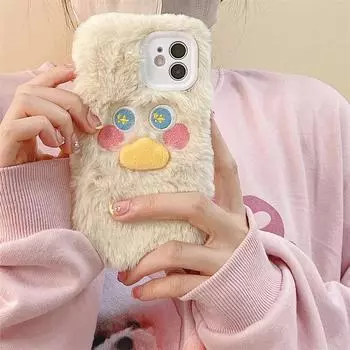 Мягкий чехол для телефона с мультяшной уткой для Apple 13 Promax — силиконовый чехол с защитой от падений, универсальный дизайн, милый и стильный для моделей XS и 8P.