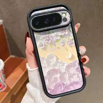 Мягкий чехол для телефона с рисунком в виде цветка маслом для Google Pixel 9 Pro XL 8 Pro 8A с принтом бабочки TPU матовый противоударный защитный бампер для объектива Google Pixel 9 чёрный