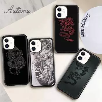 Мягкий чехол для телефона с татуировкой дракона для iPhone 11 12 13 14 Pro Max mini X XR XS SE 2020 6S 7 8 Plus Samsung Galaxy S21 S22 iPhone 6plus