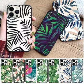 Мягкий чехол для телефона с зелеными листьями растений для iphone 14pro 11pro 12 13pro max 5S 6s xs 7 8plus SE xr 12mini Coque, чехлы Iphone 5 5S