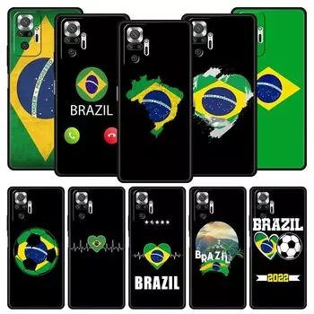 Мягкий чехол для телефона TPU для Xiaomi Redmi Note 10 11 9 8 Pro 9S 7 8T 9T 9A 8A 9C K50 K40 игровой чехол Бразилия бразильский флаг футбол Redmi Note 8
