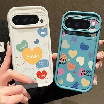 Мягкий чехол для телефона TPU с цветным принтом сердец любви для Google Pixel 9 Pro XL 8 Pro 8A, защита объектива, противоударный матовый бампер Google Pixel 9 Pro XL чёрный