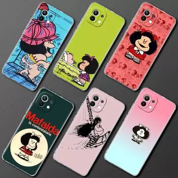 Мягкий чехол для телефона Xiaomi Mi Poco X3 NFC M3 F1 11 10T Pro 9T Note 10 Lite 11T 9 CC9, прозрачный чехол в стиле аниме, милый Mafalda Funda Mi 8 Lite