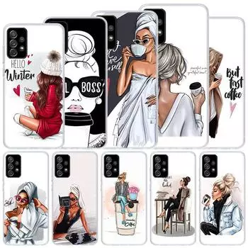 Мягкий чехол Girl Boss женский кофейный для Samsung Galaxy A51 A71 A50 A70 A21S, чехол для телефона A30 A20E A10 A31 A41 A6 A7 A8 A9 Shell Coq Samsung A71