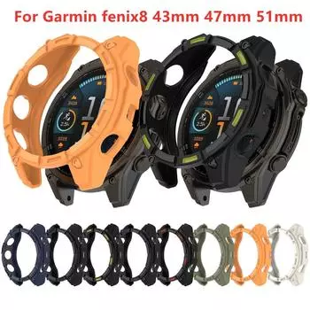 Мягкий чехол из ТПУ для часов Garmin Fenix 8, защитный бампер для Garmin Fenix8 43 мм 47 мм 51 мм 43mm чёрный