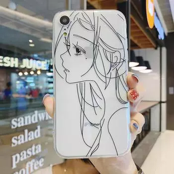 Мягкий чехол из ТПУ для телефона с рисунком аниме девушки для Iphone 7 8 Plus X Xr 11 12 13 Pro Xs Max, милый прозрачный чехол для телефона, задняя крышка For iPhone 13
