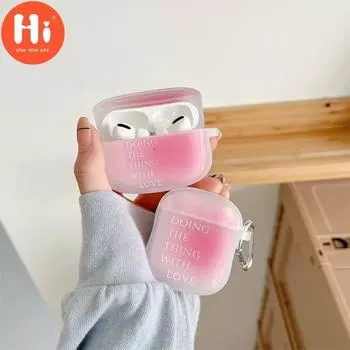 Мягкий чехол из ТПУ Hi Ins с градиентом для AirPods 1 2 Pro 3rd, новый милый розовый чехол для зарядки Bluetooth наушников с крючком