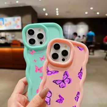 Мягкий чехол из ТПУ Macaron для Samsung A12 A13 A14 A15 A20 A50 A30 A23 A24 A25 A52 A53 A54 A55 S20 S23 FE S24 Ultra Cover Ae58 Butterfly art design Samsung A02S(A03S)(M02S)