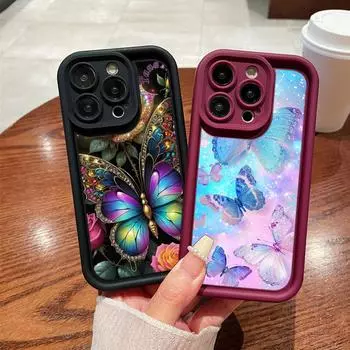 Мягкий чехол из ТПУ с ангельскими глазками для Samsung A05 A04 A10 A30 A13 A23 A53 A14 A24 A34 A54 A15 A25 A35 A55 S20 S23 FE S24 Ultra Ae63 Бабочка-цветок Samsung A03