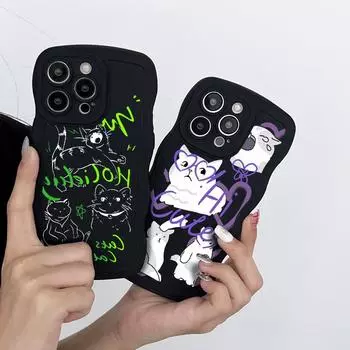 Мягкий чехол из ТПУ с мультяшной формой волны для Samsung S23 Ultra A23 A13 Realme C55 C53 Infinix OPPO A57 4G Vivo Y35 Y02 Redmi Note 12 Pro Note 11, чехол для iPhone Infinix HOT 30 play