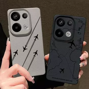 Мягкий чехол из ТПУ с принтом в виде воздушного судна для Xiaomi 13T Pro Redmi X6 M6 Pro Note 14 Pro 13 12 11 10 Pro, матовая кожаная текстура, ударопрочный тонкий чехол для телефона Redmi Note 14 Pro чёрный