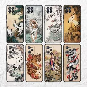 Мягкий чехол из ТПУ Tiger Crane ART для Realme 8 C21 9 Pro 8i 9i GT Neo 3 2 C3 7 6 C21Y C15 C11 C35, силиконовый чехол для телефона Realme GT Neo 3
