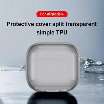 Мягкий чехол из ТПУ, ударопрочный чехол для беспроводных наушников с карабином, прозрачный чехол, защита от падения для Apple Airpods 4 2025 прозрачный розовый