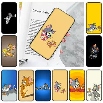 Мягкий чехол JT48 Mouse Cat Tom and Jerry для Samsung Note 20 Lite S24 Ultra S23 A03 A05 A06 A11 A71 A15 A16 A13 A24 A25 A33 A52 A53 A50 M55 M35 Plus Samsung Note 8 серый