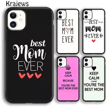 Мягкий чехол Krajews Best Mom Never для iPhone 14 5 6s 7 8 plus X XR XS 11 12 13 pro max Samsung Galaxy S21 S22 ultra iPhone 6plus