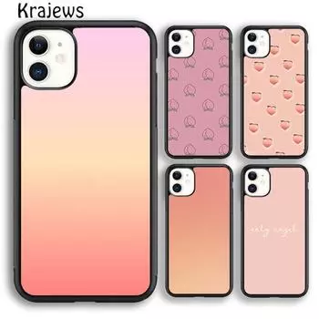 Мягкий чехол Krajews Pink Peach для iPhone 14 5 SE 6s 7 8 plus X XR XS 11 12 13 pro max Samsung Galaxy S21 S22 ultra iPhone 6plus
