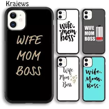 Мягкий чехол Krajews Wife Mom Boss для iPhone 14 5s 6s 7 8 plus X XR XS 11 12 13 pro max Samsung Galaxy S21 S22 ultra iPhone 6plus