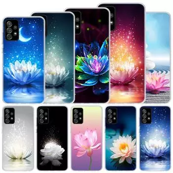 Мягкий чехол Lotus Blue White Flowers для Samsung Galaxy A51 A71 A50 A70 A21S, чехол для телефона A30 A20E A10 A31 A41 A6 A7 A8 A9 Shell Co Samsung A71