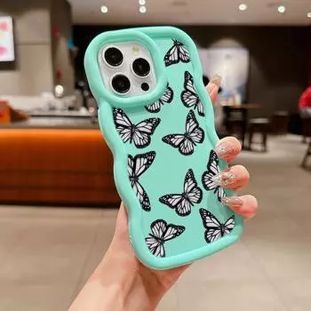 Мягкий чехол Macaron из ТПУ для iPhone 11, 12, 13, 14, 15 Pro Max SE X Xs XR 6 6s 7 8 Plus Tecno Camon 19 Realme C35, чехол Ae58 с бабочкой, арт-дизайн for iPhone 6(6s)(7)(8)