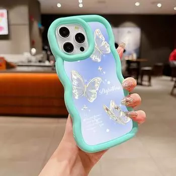 Мягкий чехол Macaron из ТПУ для телефона iPhone 11 12 13 14 15 Pro Max SE X Xs XR 6s 7 8 Plus Tecno Camon 19 Realme C35 Ae60 Butterfly Милый мультяшный арт-дизайн for iPhone 6(6s)(7)(8)