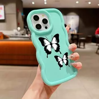 Мягкий чехол Macaron из ТПУ для телефона iPhone 11 12 13 14 15 Pro Max SE X Xs XR 6 6s 7 8 Plus Tecno Camon 19 Realme C35 Cover Ae59 Butterfly art design Cute for iPhone 6(6s)(7)(8)