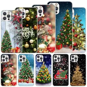 Мягкий чехол Merry Christmas Tree Snow для iPhone 11 12 13 Mini 14 Pro Max Apple Phone Cover X XS XR SE 7 Plus 8 + 6 6S 5S Funda Co iPhone 11