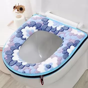 Мягкий чехол на сиденье унитаза на молнии - утолщенный для всех сезонов 36*42cm розовый