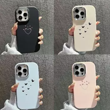 Мягкий чехол-накладка N83 Heart and Leaf art для Samsung S24 Ultra A14 iPhone 16 Pro Max Xiaomi Redmi Note13 Plating Frame Camera Protector Case Samsung A02