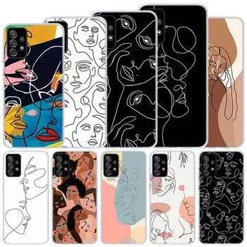 Мягкий чехол с абстрактными линиями для женщин и лиц для Samsung Galaxy A51 A71 A50 A70 A21S, чехол для телефона A30 A20E A10 A31 A41 A6 A7 A8 A9 Shell Co Samsung A71