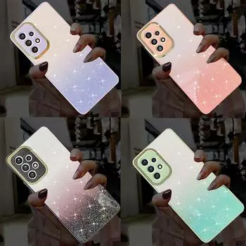 Мягкий чехол с блестящим градиентом для Samsung Galaxy A13 A12 A23 A22 A33 A53 A73 A52 A72 A03 A21S A51 A71 M32 4G 5G S20 S21 Plus S22 Ultra TPU Samsung Galaxy M02S чёрный