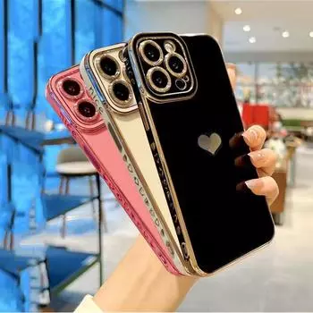 Мягкий чехол с блестящим покрытием Love Heart для Samsung Galaxy A54 A34 A14 A04S A53 A23 A13 S20 S21 S22 S23 Ultra Plus iPhone 14 13 12 11 Pro Max, чехол из ТПУ For iPhone 8 Plus белый