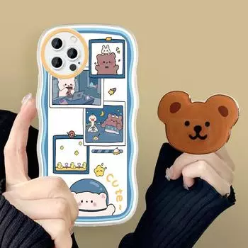 Мягкий чехол с держателем-подставкой для OPPO A77S A83 A57 A94 Reno Realme GT Neo2 9i Realme 9 Pro C35 Realme Narzo 50i, милый чехол с волнистым дизайном OPPO A77S