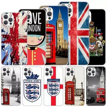 Мягкий чехол с флагом Лондона, Соединенного Королевства и Англии для iPhone 11, 12, 13 Mini 14 Pro Max, чехол для телефона Apple X XS XR SE 7 Plus 8 + 6 6S 5S iPhone 11