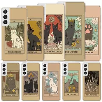 Мягкий чехол с изображением карт Таро и милых кошек для Samsung Galaxy M12 M21 M30S M31 M32 M51 M52, чехол для телефона Note 8 9 10 + 20 Ultra J4 J6 Plus Samsung M11