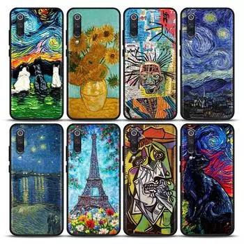 Мягкий чехол с изображением кота Ван Гога, звездной ночи, маслом для Xiaomi Mi 9 9se 8 10 10T A2 Lite 10S 9T CC9 Note 10 Pro 9Lite, чехол Fundas Mi A2 Lite